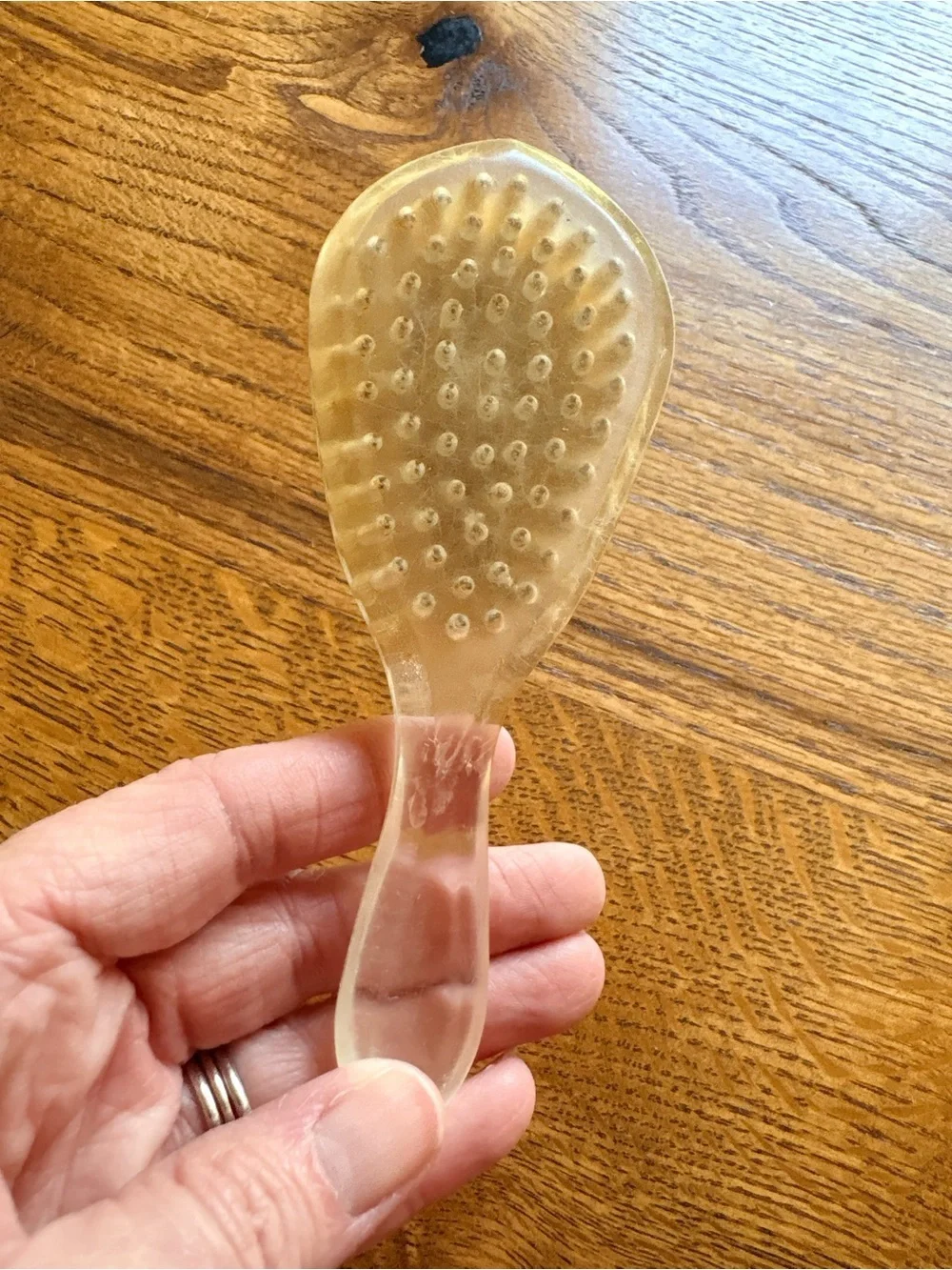 Translucent Lucite Handle baby hair Brush with Soft Blonde Bristles